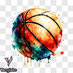 colorful basketball ball with paint splatters png design 284