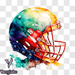 unique and creative football helmet with colorful watercolor design png design 298