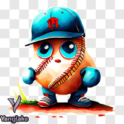 cartoon potato ready to play baseball png design 23