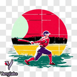 baseball player swinging bat illustration png design 35