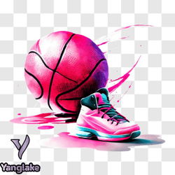 sleek pink and black basketball png design 43