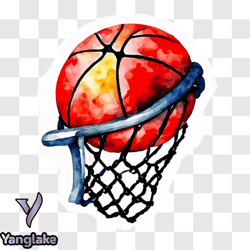 basketball hoop with red ball hanging png design 46