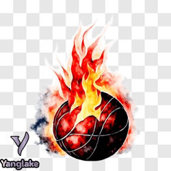 basketball on fire png design 48