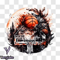 exciting basketball action with house and trees png design 58