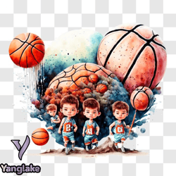 group of children playing basketball png design 74