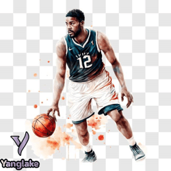 basketball player in action with paint splashes png design 78