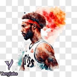 colorful basketball player watercolor painting png design 80