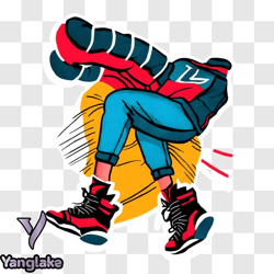 dribbling basketball player in red and blue outfit png design 100