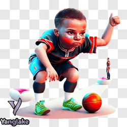 cartoon child playing basketball png design 104