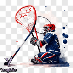 lacrosse player ready to shoot puck with hockey stick png design 123