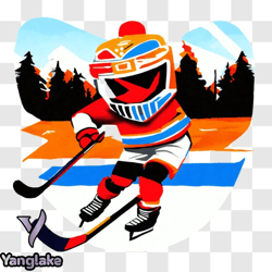 cartoon ice hockey player enjoying outdoor skating png design 124