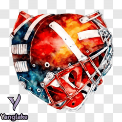 artistic watercolor painting of hockey goalies helmet png design 130