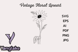 vintage flower drawing clipart design 171