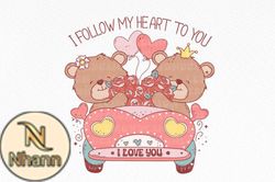 retro valentine couple bears sublimation design 85