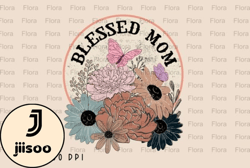 blessed mom retro floral vintage png design 15