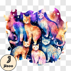 colorful cat galaxy png design 275