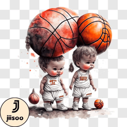 children with basketball balls drawing png design 117