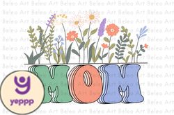 mom mama with flower retro sublimationdesign 01