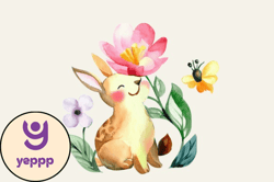 watercolor spring baby animal clipart design 96