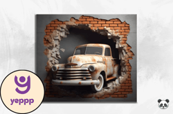 3d old pickup cracked hole tumbler wrap design 137