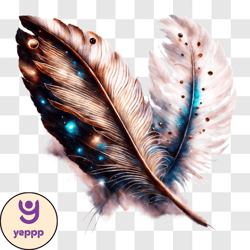 glowing feather on blue and purple background png design 208