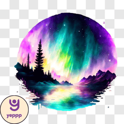 stunning picture of aurora borealis reflection on calm lake png design 215