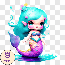 beautiful blue haired mermaid in the water png design 219