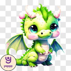 cute green dragon with wings and crown png design 222