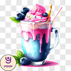 delicious blueberry milkshake with whipped cream png design 221