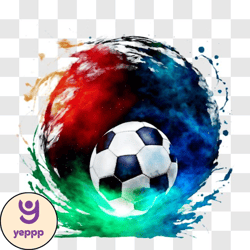 vibrant soccer ball with colorful paint splashes png design 226