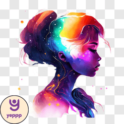 peaceful and dreamy portrait with colorful galaxy png design 228