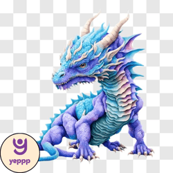 blue dragon with purple spikes   stock photo png design 233