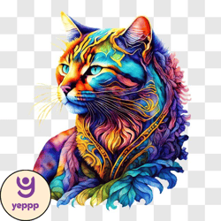 colorful cat artwork or painting png design 244