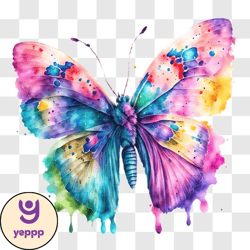 colorful butterfly with watercolor wings png design 245