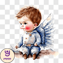 cute baby boy dressed as an angel png design 265