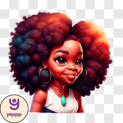 stylish woman with afro hairstyle and bright smile png design 264
