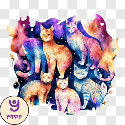 colorful cat galaxy png design 275