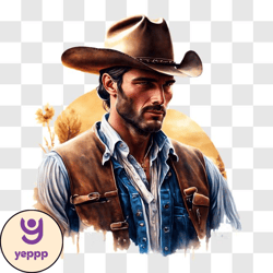 cowboy man poses in western attire png design 276