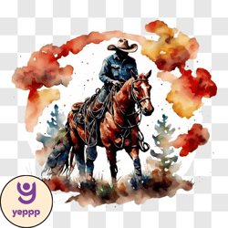 cowboy riding horse in the countryside png design 280