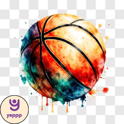 colorful basketball ball with paint splatters png design 284