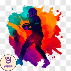 football player running with ball in colorful paint background png2 design 289