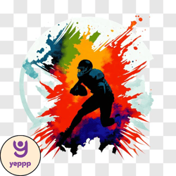 football player running with the ball silhouette png design 293