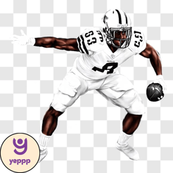 black and white illustration of american football player png design 301