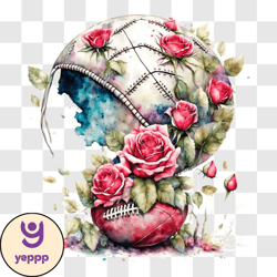 abstract football with roses and flowers png design 328