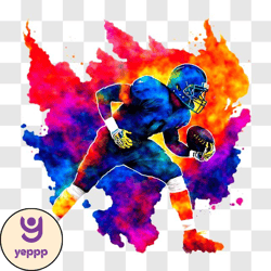 colorful american football player painting png design 03