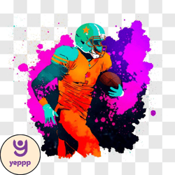 football player running with the ball png design 01