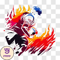 football player on fire png design 05