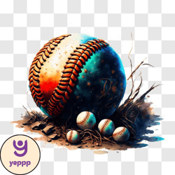 vintage baseball with weathered look and water droplets png design 08