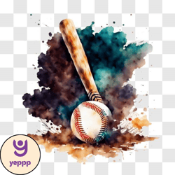 abstract baseball artwork with watercolor background png design 11