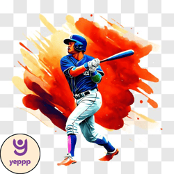 colorful baseball player ready to swing png design 12